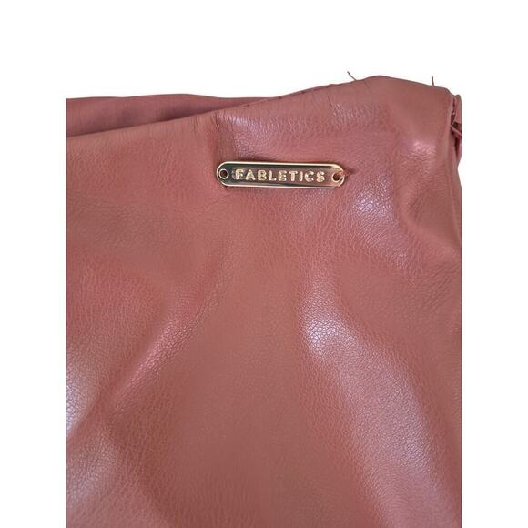 FABLETICS Faux Leather Vegan Leggings Mahogany Brown Sz L - Picture 4 of 10